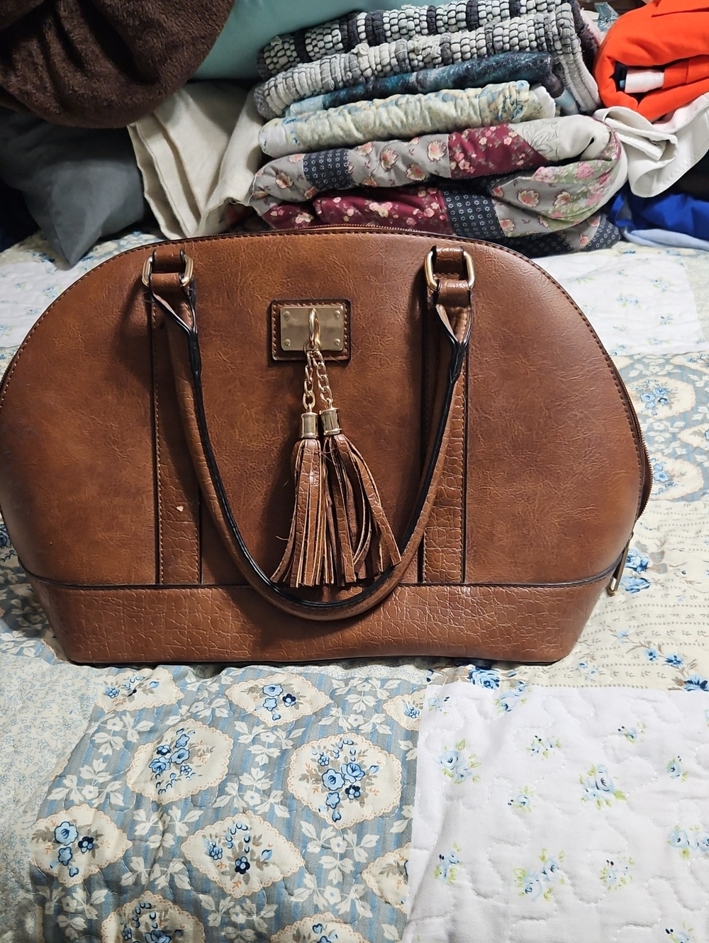Private Label Brown Tassel Satchel Handbag